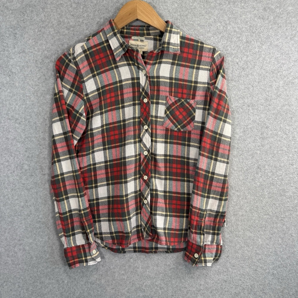 Denim & Supply Ralph Lauren Women's RL Tomboy Button Up Plaid Shirt Sz M Red‎